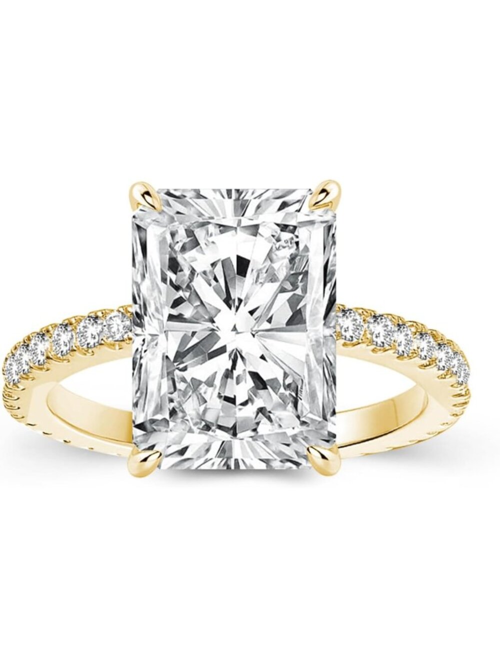 Stunning 3.5/4.0/7.0 Carat Radiant Cut Engagement Ring, 14K Gold Plated, Silver